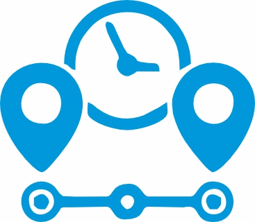 timeline pins and clock icon.